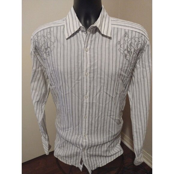 ROAR Buckle Enough Excuses Embroidered White Long Sleeve Button Shirt Men's XL - Picture 1 of 12